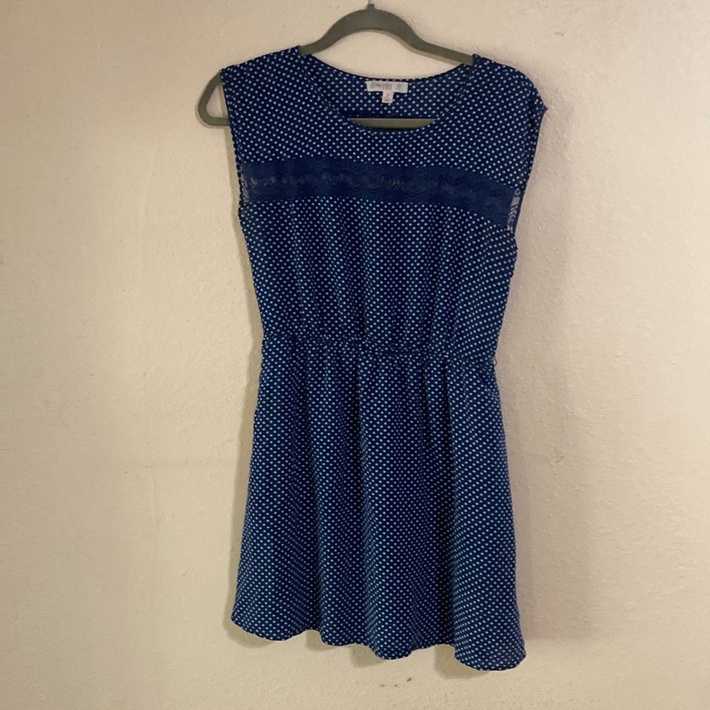 Love Fire blue polka dot dress. Size Small